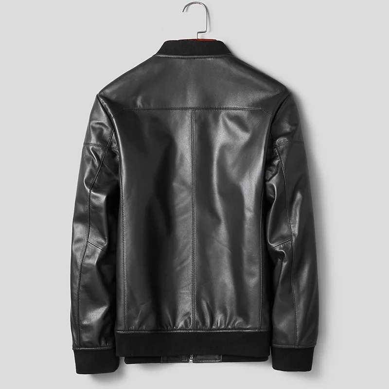 

Sheepskin 100% 2023 New Real Leather Jacket Men Bomber Pilot Flight Genuine Leather Short Coats Black Slim Fit Veste Cuir Homme