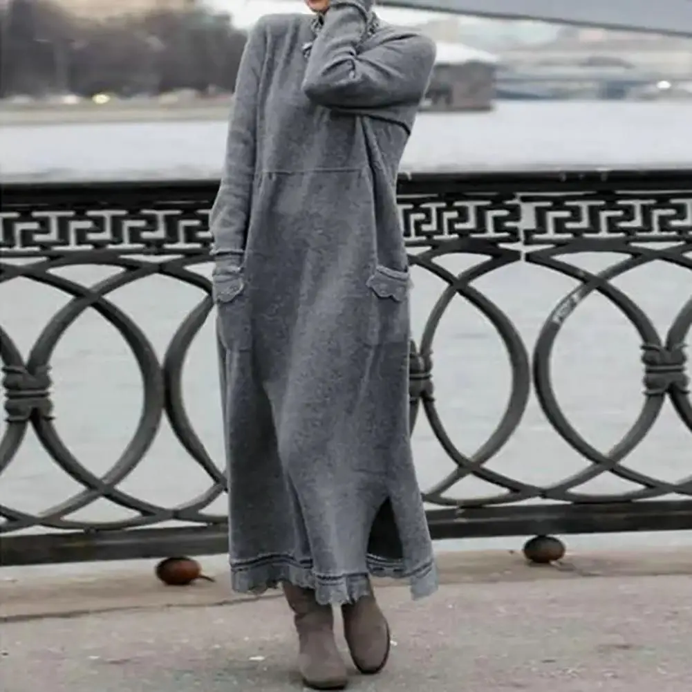 Loose Dress Breathable Maxi Dress O-Neck Trendy Fall Winter Pure Color Casual Sweatshirt Long Dress Daily Clothing
Loose Dress Breathable Maxi Dress O-Neck Trendy Fall Winter Pure Color Casual Sweatshirt Long Dress Daily Clothing