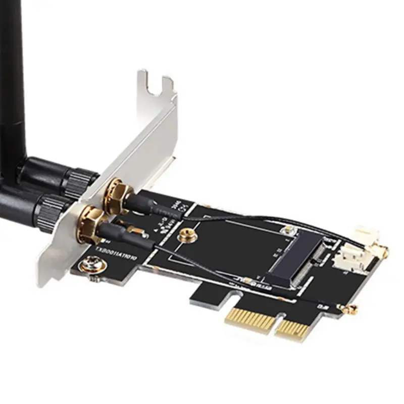 

Wireless Card to PCIE-1X to NGFF-Ekey PCIE Laptop Pc WIFI WLAN Card Adapter Dual Antenna Adapter Board