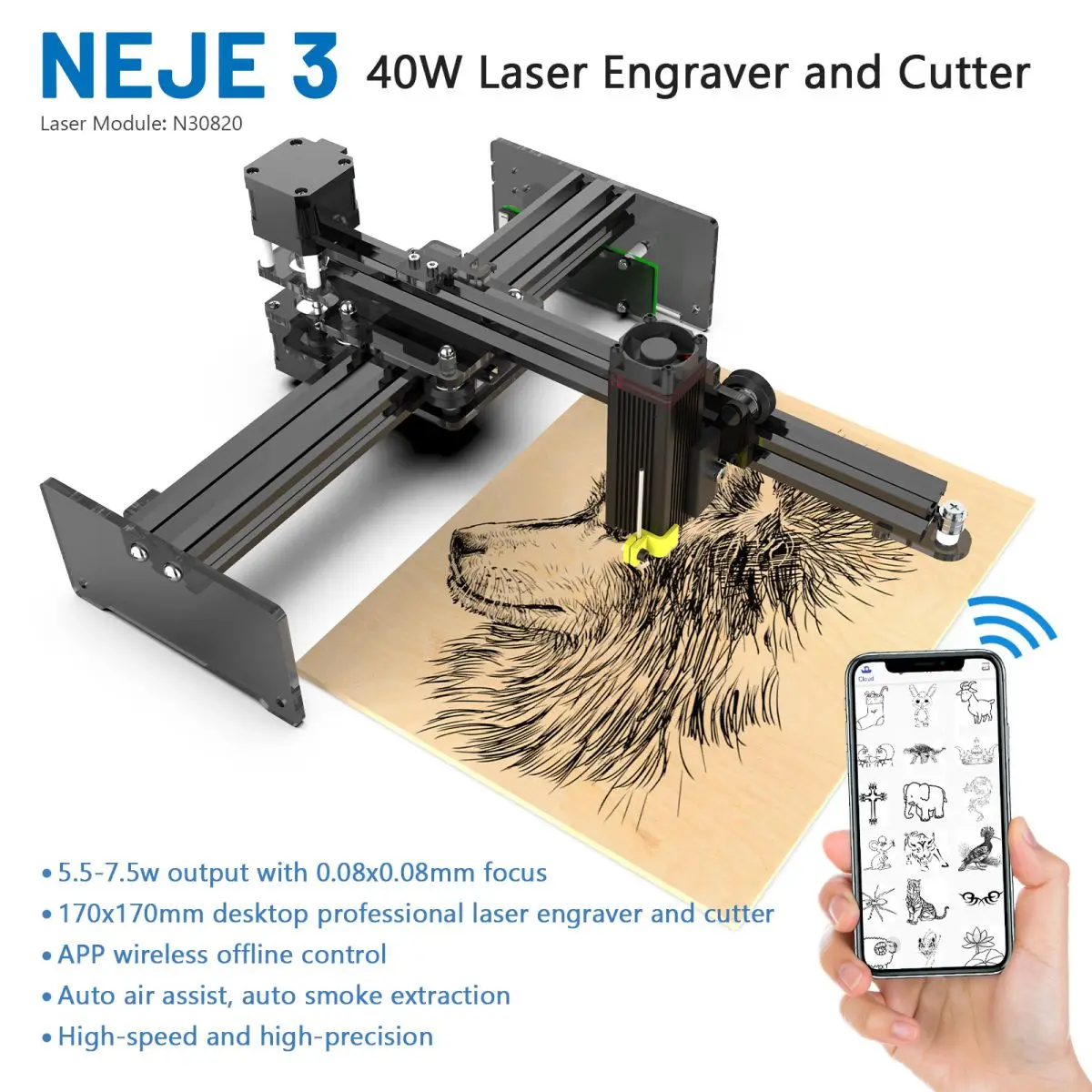 NEJE 3 40W Laser Engraver Engraving and Cutting Machine Metal Arcylic Wood Leather CNC Cutter Engraver
NEJE 3 40W Laser Engraver Engraving and Cutting Machine Metal Arcylic Wood Leather CNC Cutter Engraver