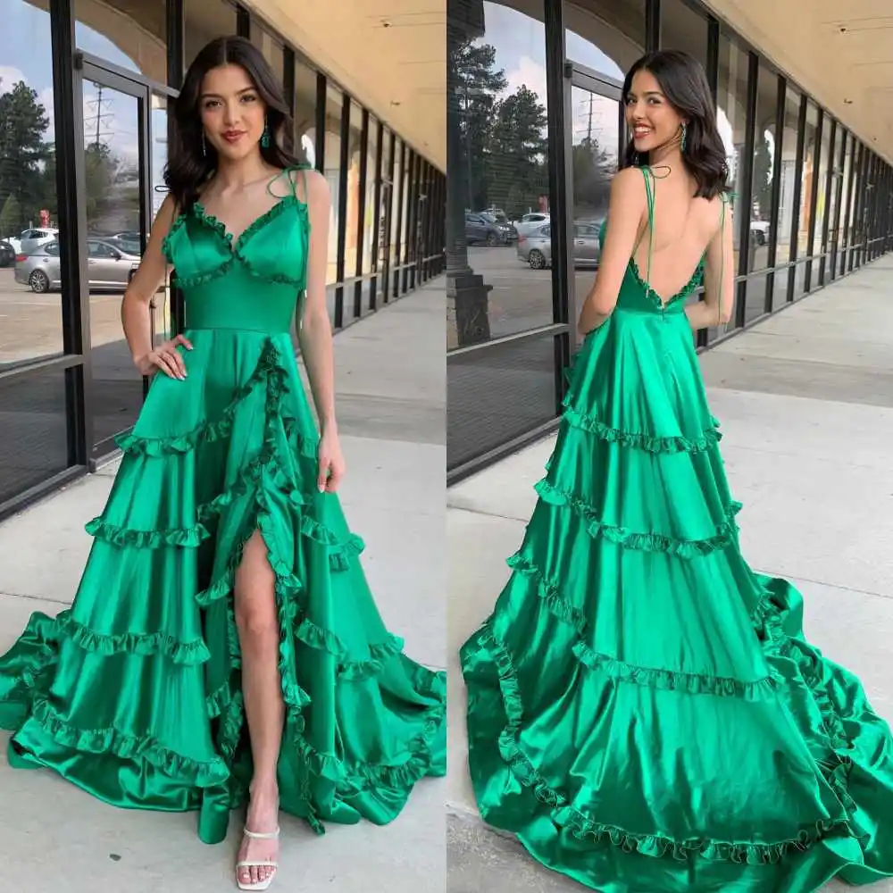 

Ball Dress Prom Satin Ruched Cocktail Party A-line V-neck Bespoke Occasion Gown Long es Saudi Arabia Evening