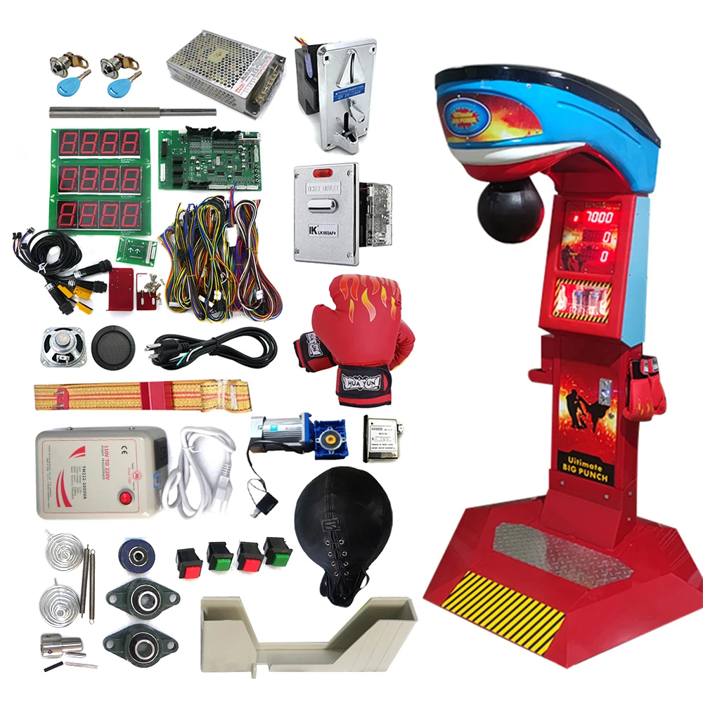 

Street Fighting Boxer Dragon Boxing Arcade Game Punching Bag Machine DIY Full Kit Board With Cable Ticket Coin Acceptor Power