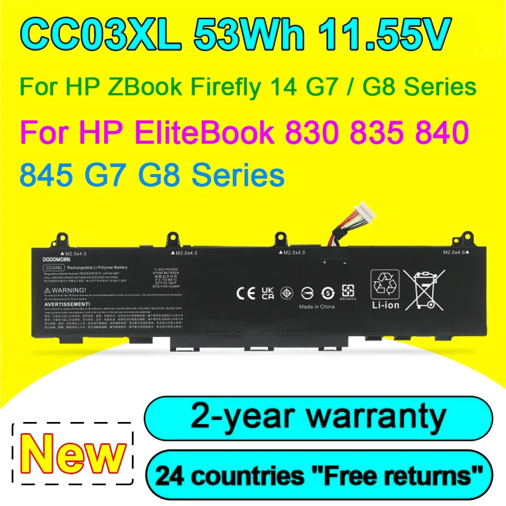 NEW CC03XL Laptop Battery For HP EliteBook 840 845 830 835 G7 HSTNN-LB8Q ZBook FIREFLY 14 INCH G8 L77608-271 L78555-005 Series
NEW CC03XL Laptop Battery For HP EliteBook 840 845 830 835 G7 HSTNN-LB8Q ZBook FIREFLY 14 INCH G8 L77608-271 L78555-005 Series