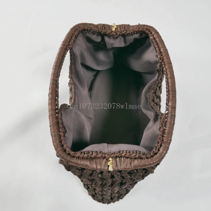 Luxury Handwoven Straw Tote with Rattan Handles 6