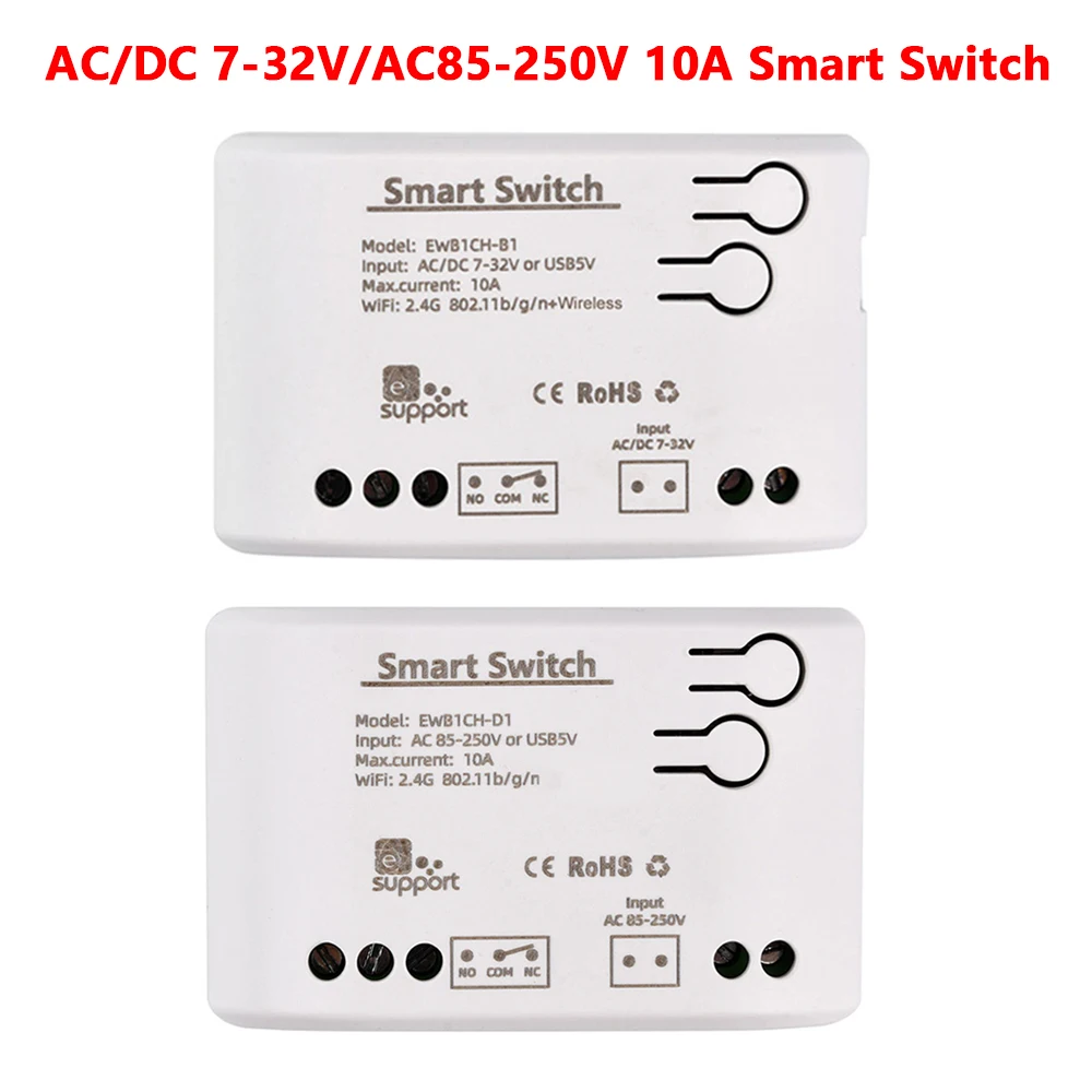 1CH WIFI Smart Switch DC/AC 7-32V AC 85-250V Relay Controller 10A 2200W/10A Self-locking Interlock Inching Relay for Alexa
1CH WIFI Smart Switch DC/AC 7-32V AC 85-250V Relay Controller 10A 2200W/10A Self-locking Interlock Inching Relay for Alexa