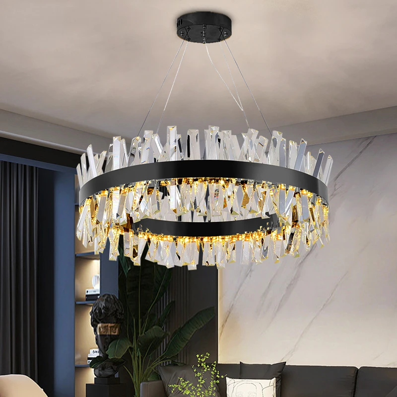 

Modern Luxury Crystal LED Chandeliers for Living Room Kitchen Bedroom Hanging Pendant Lamp Home Decor Dimmable Light Fixtures