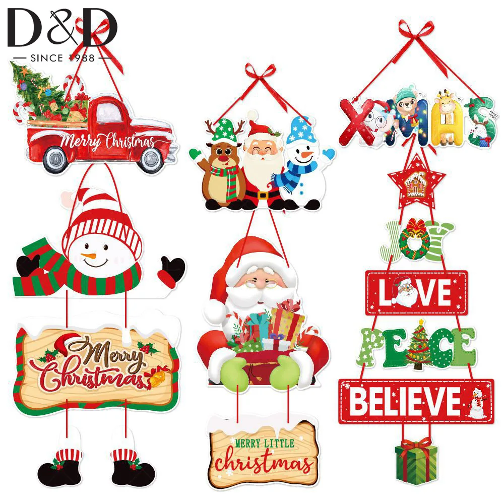 

1Pcs Christmas Decors Santa Claus Elk Snowman Xmas Tree Door Hanging Pendents Home Pendants Gifts Merry Christmas Decor