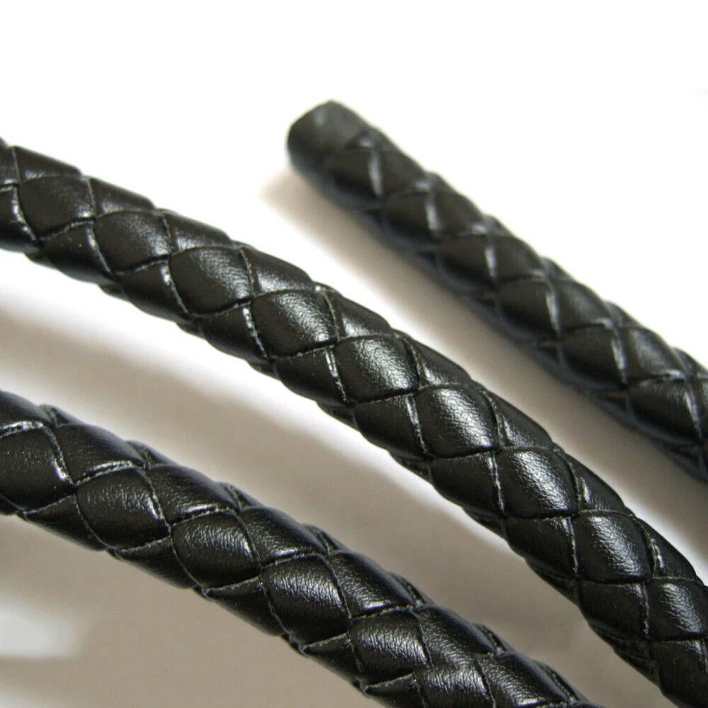 

1meter 10mm Black Bolo Braid Weaved Round PU Leather Cord For DIY Bracelet Necklace Jewelry Making Findings Material