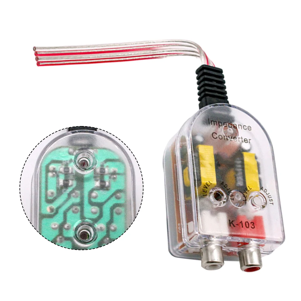 12V Car Stereo RCA Line Audio Converter Adjustable High To Low Impedance Output Sound Subwoofer Amplifier Transformer Coupling
12V Car Stereo RCA Line Audio Converter Adjustable High To Low Impedance Output Sound Subwoofer Amplifier Transformer Coupling