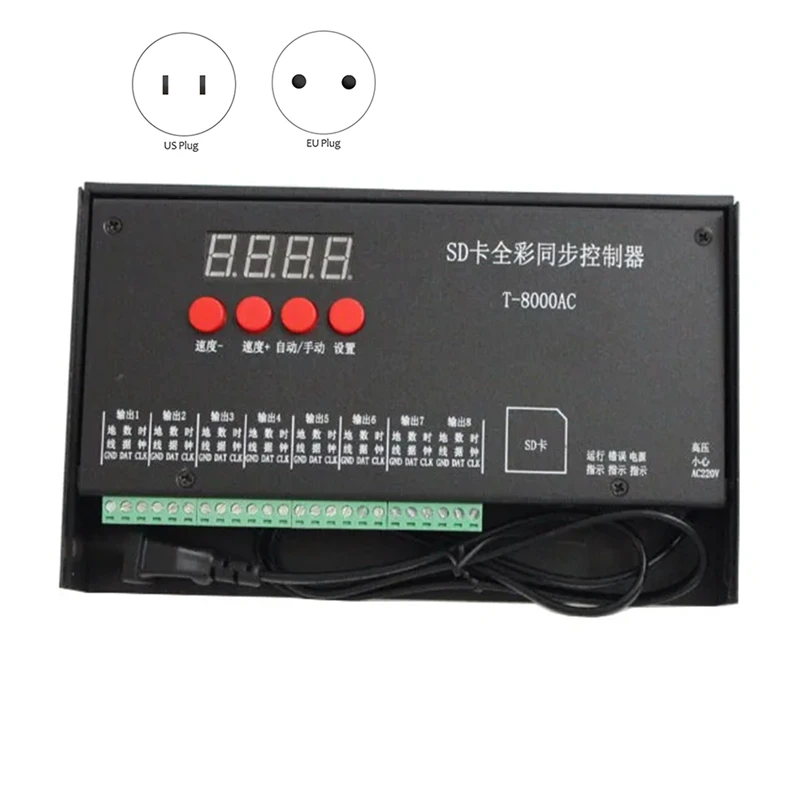 Лидер продаж, контроллер пикселей для светодиодной ленты WS2801 LPD8806, 8192 пикселей, T8000 T-8000A AC 220 В/В, SD-карта, 5 в постоянного тока
Лидер продаж, контроллер пикселей для светодиодной ленты WS2801 LPD8806, 8192 пикселей, T8000 T-8000A AC 220 В/В, SD-карта, 5 в постоянного тока