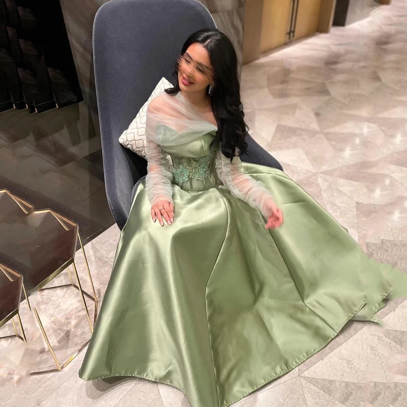 2023 Sage Green A-Line Prom Dresses Tull Long Sleeveless Satin Evening Dress Simple Saudi Arabia Cocktail Party Gowns فساتين الس
2023 Sage Green A-Line Prom Dresses Tull Long Sleeveless Satin Evening Dress Simple Saudi Arabia Cocktail Party Gowns فساتين الس