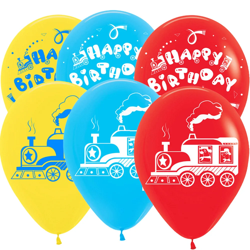 

15Pcs Train Balloons of 12 Inch Double-Sided Printing Latex ,Train Theme Birthday Parties or Other Event Use with Air or Helium