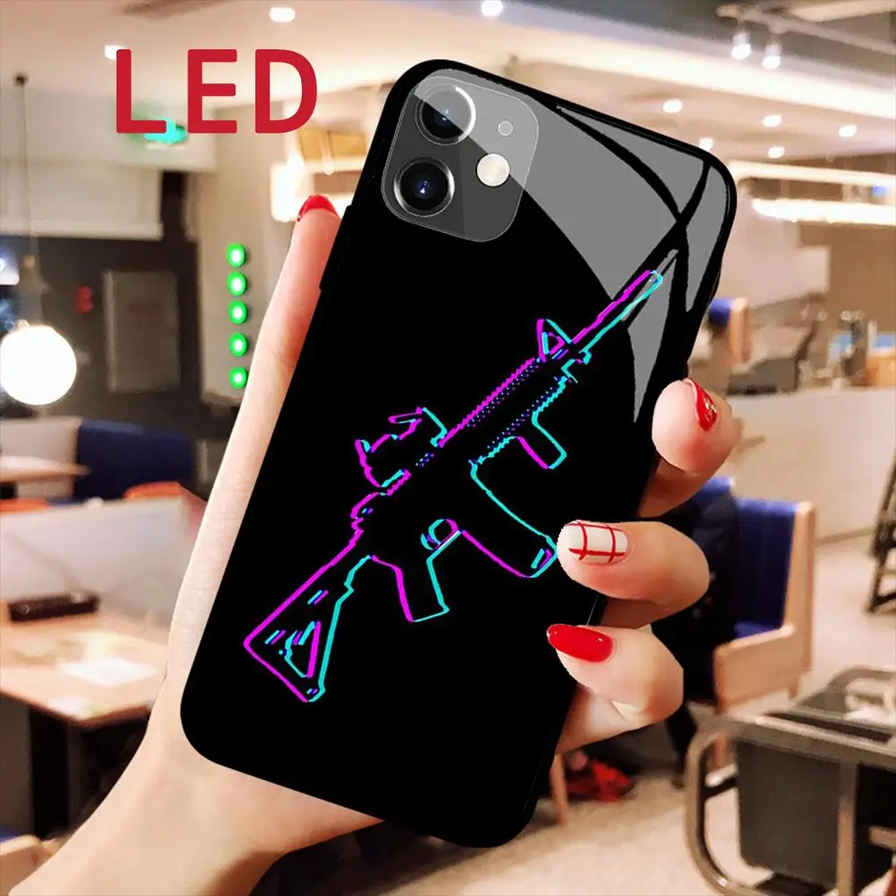 Neon Pistol Luminous Tempered Glass Phone Case for Apple Iphone 14 13 12 11 Pro Max XS Mini XR Light Flash LED Backlight Covers
Neon Pistol Luminous Tempered Glass Phone Case for Apple Iphone 14 13 12 11 Pro Max XS Mini XR Light Flash LED Backlight Covers