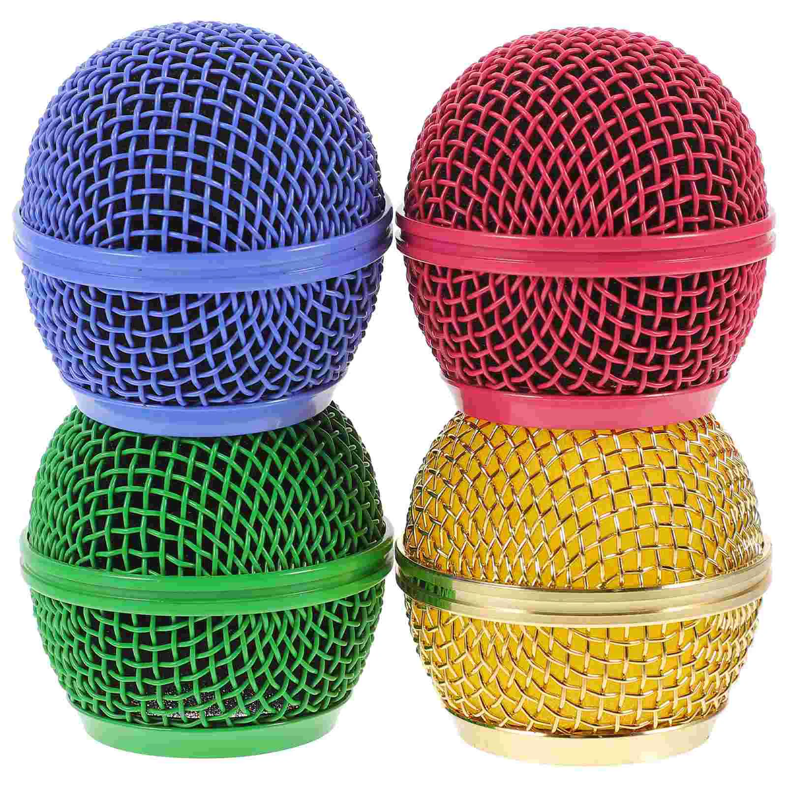

4 Pcs Colored Microphone Accessories Cover Head Mesh Windscreen Wireless Microphones Metal Replacement Grille for