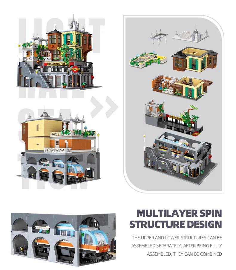 In stock Creative City Light Rail Station Building Blocks MOC street view Subway Station Train Creative Model Set Bricks Toys In stock Creative City Light Rail Station Building Blocks MOC street view Subway Station Train Creative Model Set Bricks Toys
