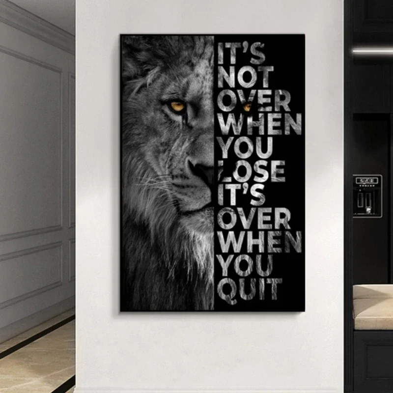 

Wild Lion Letter Motivational Quote Art Posters and Prints on Canvas Painting Decorative Wall Art Picture for Office Home Decor