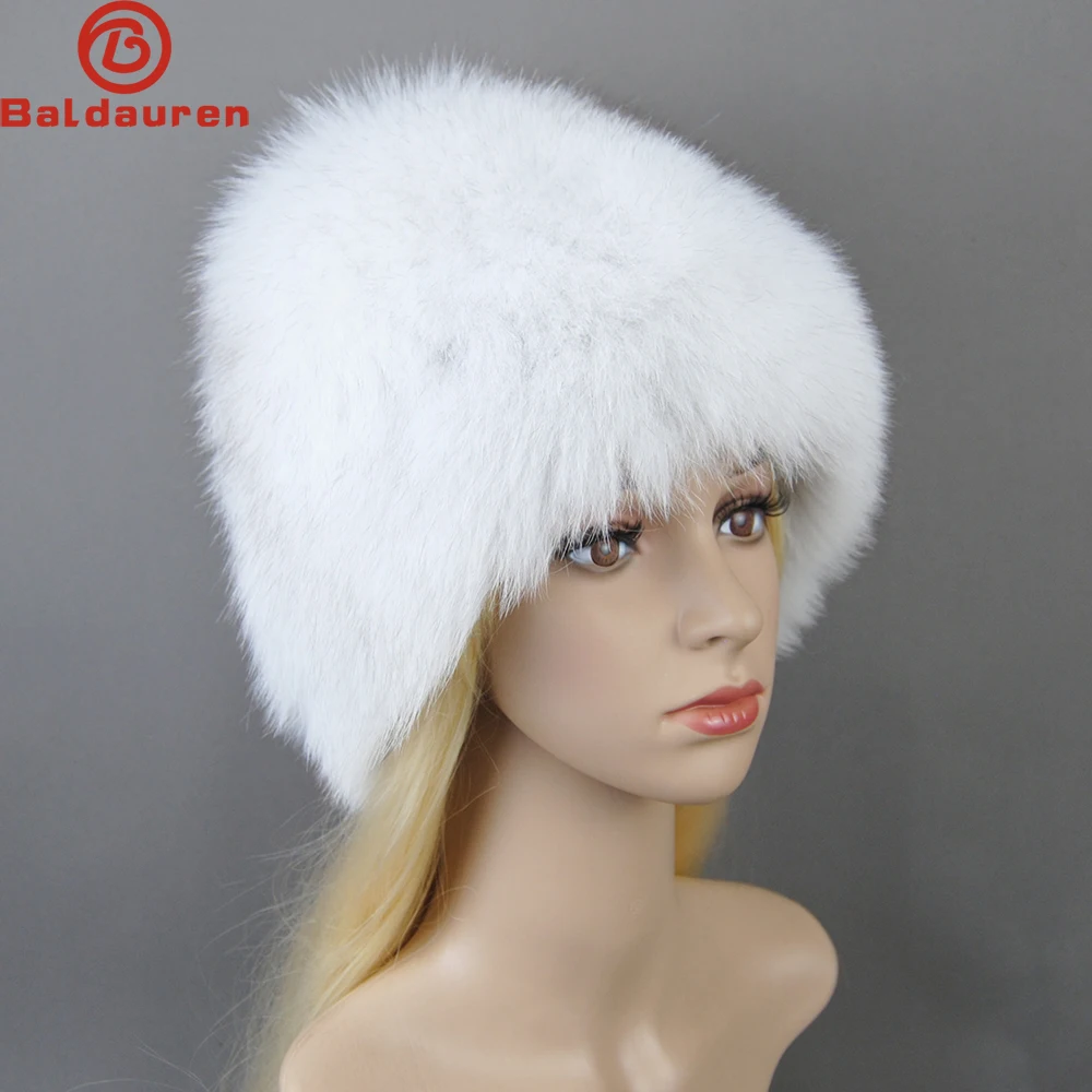 

Real Fox Fur Pompom Bomber Winter Hats Russian Female Ski Mask Natural Raccoon Fur Hat Knitted Skullies Beanies Fall Women's Cap