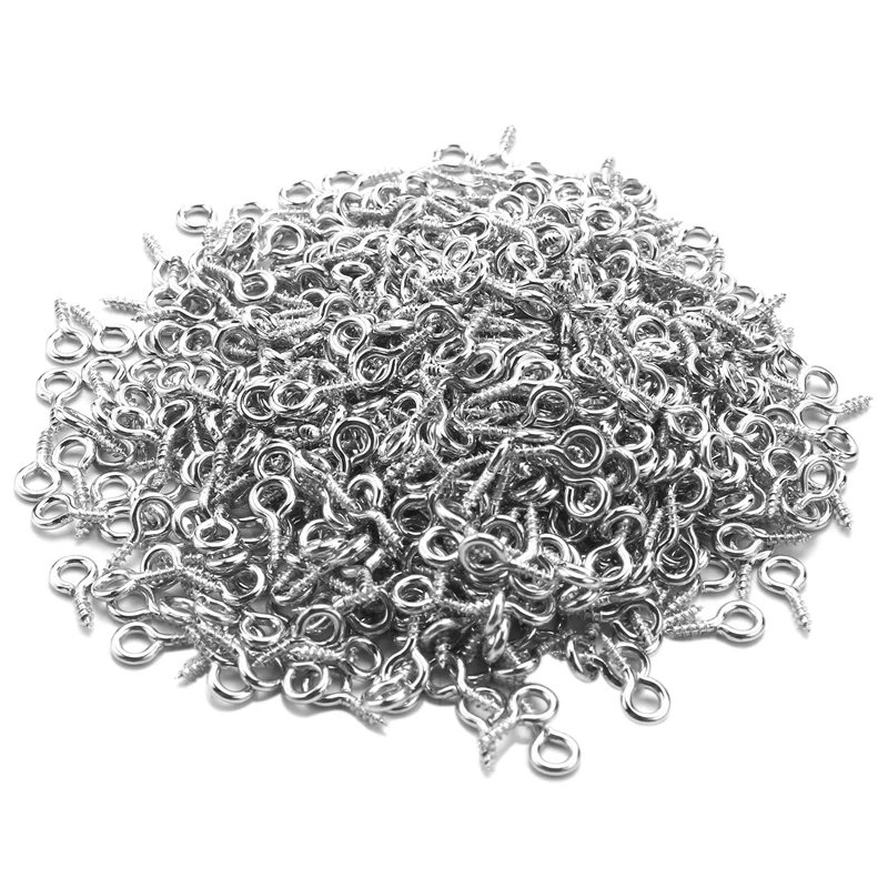 

600 Pieces Of Mini Screw Eye Nail Jewelry Small Screw Eye Needle, Eye Needle Hook, Eye Thread Silver Buckle Hook Eye Screw Promo