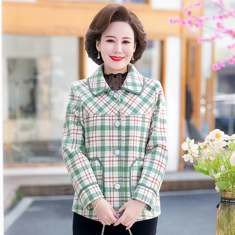 High Quality New Spring Autumn Women's Jacket Short Plaid Coat Middle-Aged Elderly Mom Casual Outerwear Tops Jacket 5XL
High Quality New Spring Autumn Women's Jacket Short Plaid Coat Middle-Aged Elderly Mom Casual Outerwear Tops Jacket 5XL