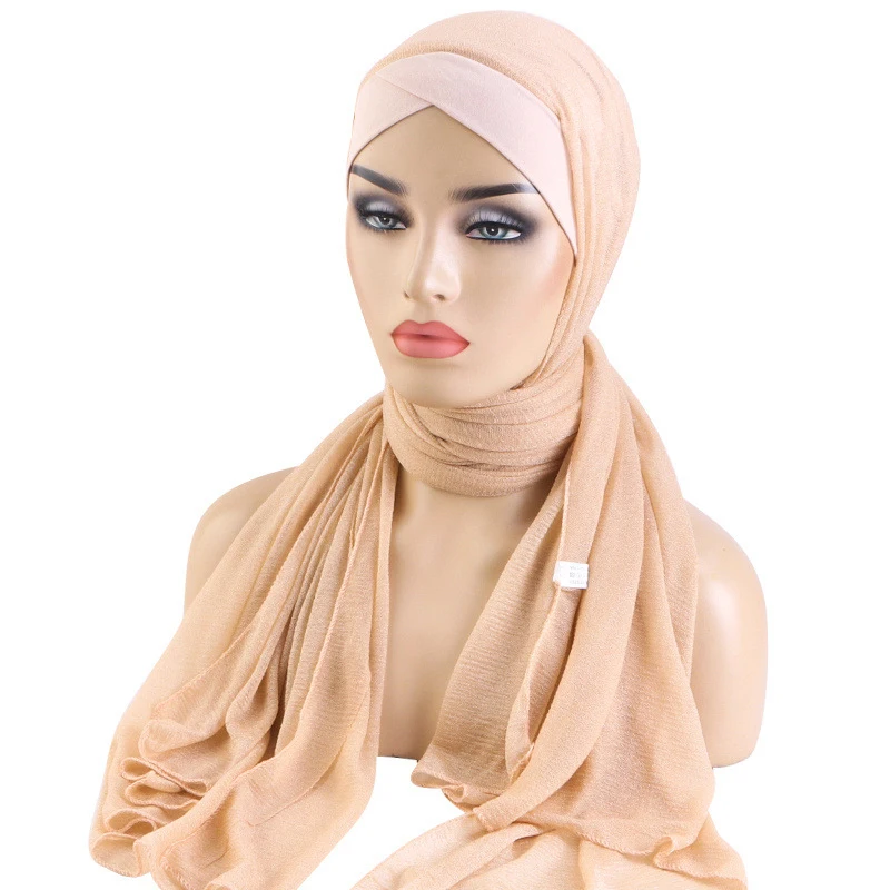 

Muslim Women Instant Hijab Forhead Cross Turban Pull On Ready Wear Scarf Islam Shawl Amira Scarves Stole Headscarf Wrap Headband