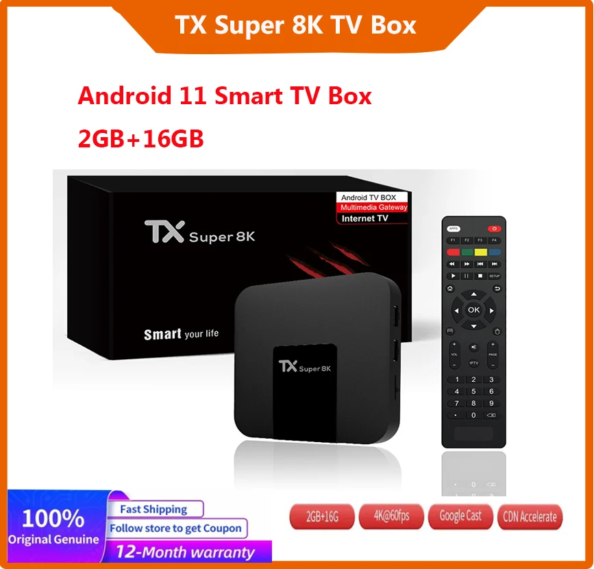 

Hot selling Super Smart TV Box New TX Super 8K Android 11 TV box Global Market Media Player Shows 2GB 16GB Wifi Set Top Box