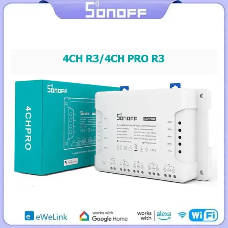 Умный Wi-Fi переключатель SONOFF 4CH R3 /4CH PRO R3 4 Gang, 433 МГц, беспроводной таймер дистанционного управления на Din-рейке, переключатель «сделай сам» через Ewelink
Умный Wi-Fi переключатель SONOFF 4CH R3 /4CH PRO R3 4 Gang, 433 МГц, беспроводной таймер дистанционного управления на Din-рейке, переключатель «сделай сам» через Ewelink