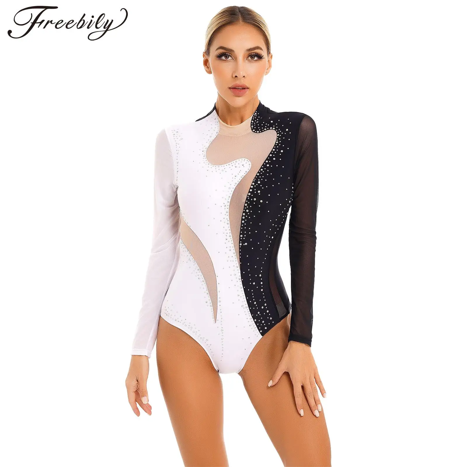 Women Ballet Gymnastics Leotard Shiny Rhinestones Figure Ice Skating Costumes Mesh Long Sleeves Dance Performance Costume
Women Ballet Gymnastics Leotard Shiny Rhinestones Figure Ice Skating Costumes Mesh Long Sleeves Dance Performance Costume