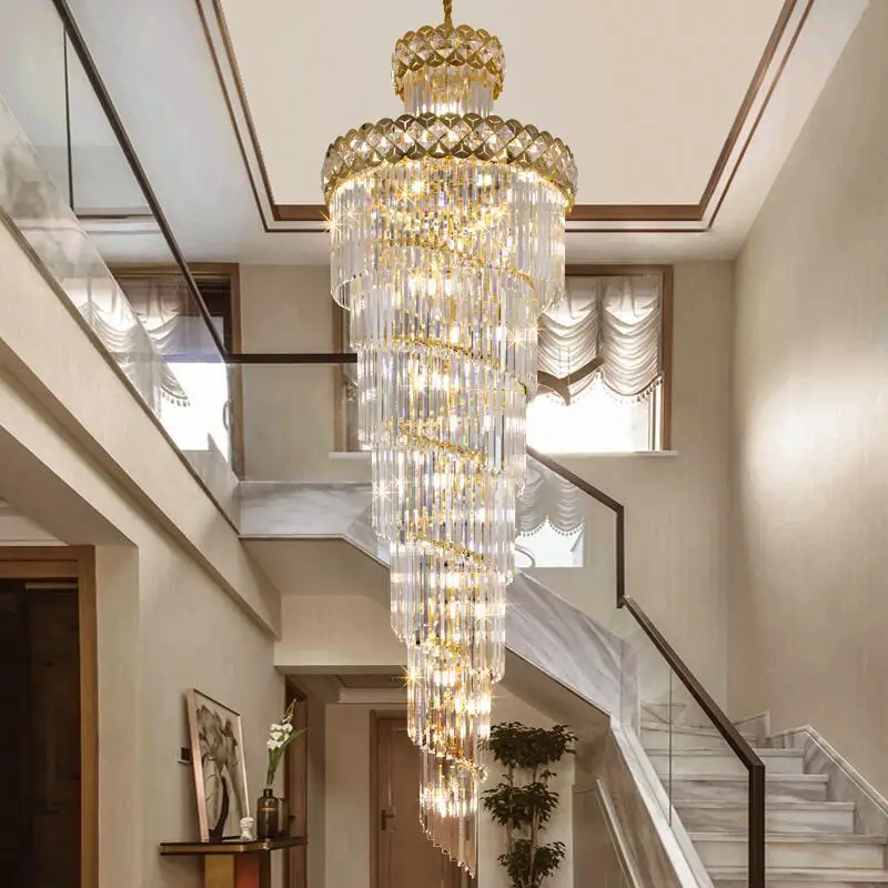 Living room chandelier, villa, middle floor, crystal lamp, light luxury, long chandelier of rotating stairs
Living room chandelier, villa, middle floor, crystal lamp, light luxury, long chandelier of rotating stairs