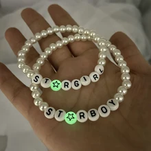 StarGirl  Star Boy Letters Bracelets For Friendship 2023 Fashion Adjustable White Pearl Girl Boy's Bracelets Wholesale Jewelry