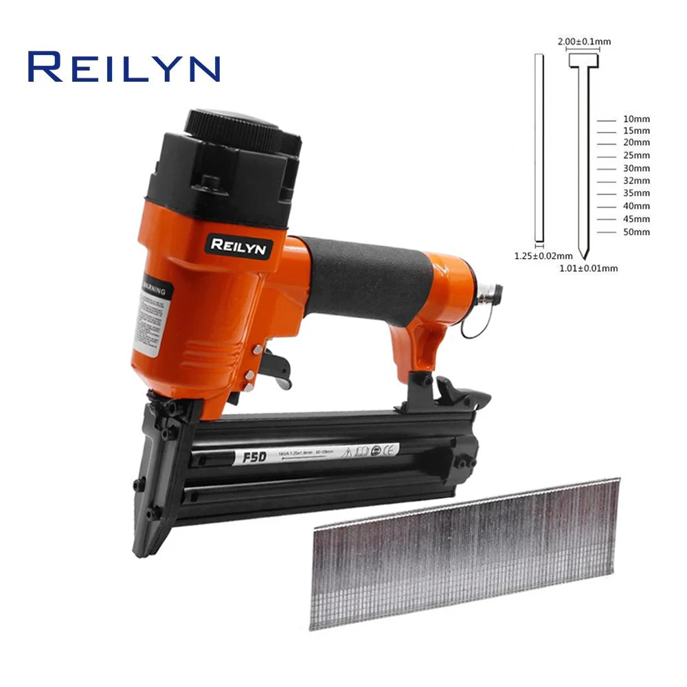 

Reilyn 18 Gauge Brad Air Framing Stapler F50 Pneumatic Nail Gun 20-50mm Nails Upholstery Air Nailer Pneumatic Fastener Tools