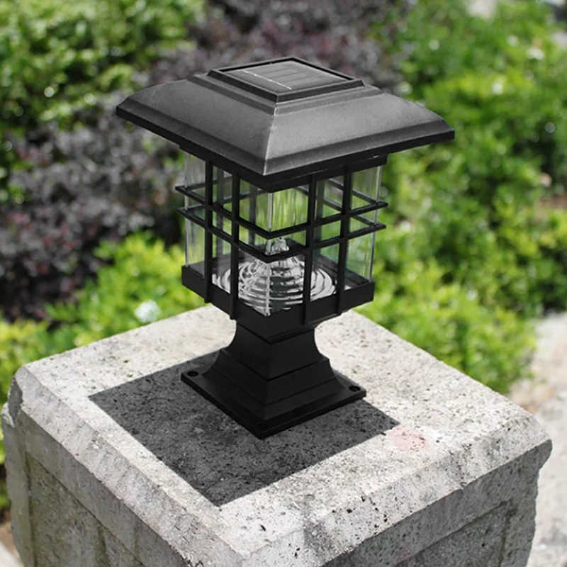 

HOT-Solar Post Column Lamp Waterproof Landscape Garden Solar Light LED Outdoor Post Deck Cap Column Fence Lamp