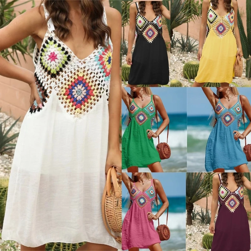 Women's Sleeveless V Neck Beach Dresses Hollow out Patchwork Crocheted Cover Up H053
Women's Sleeveless V Neck Beach Dresses Hollow out Patchwork Crocheted Cover Up H053