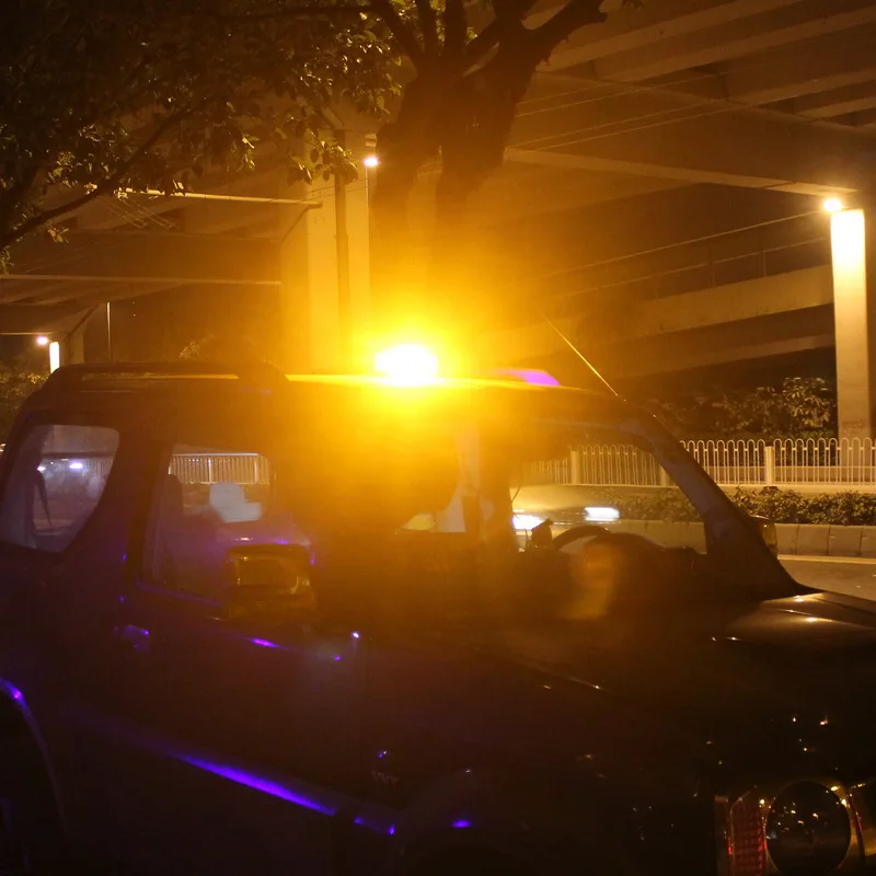 Car Truck Roof Top COB Warning Light Emergency LED Strobe Light Flashing Beacon With Magnetic Base For Security Auto 12V 24V צ'קלקה מגנטית איכותית כתום, כחול או אדום, מתחבר למצת נגד מים, 8 לדים חזקים