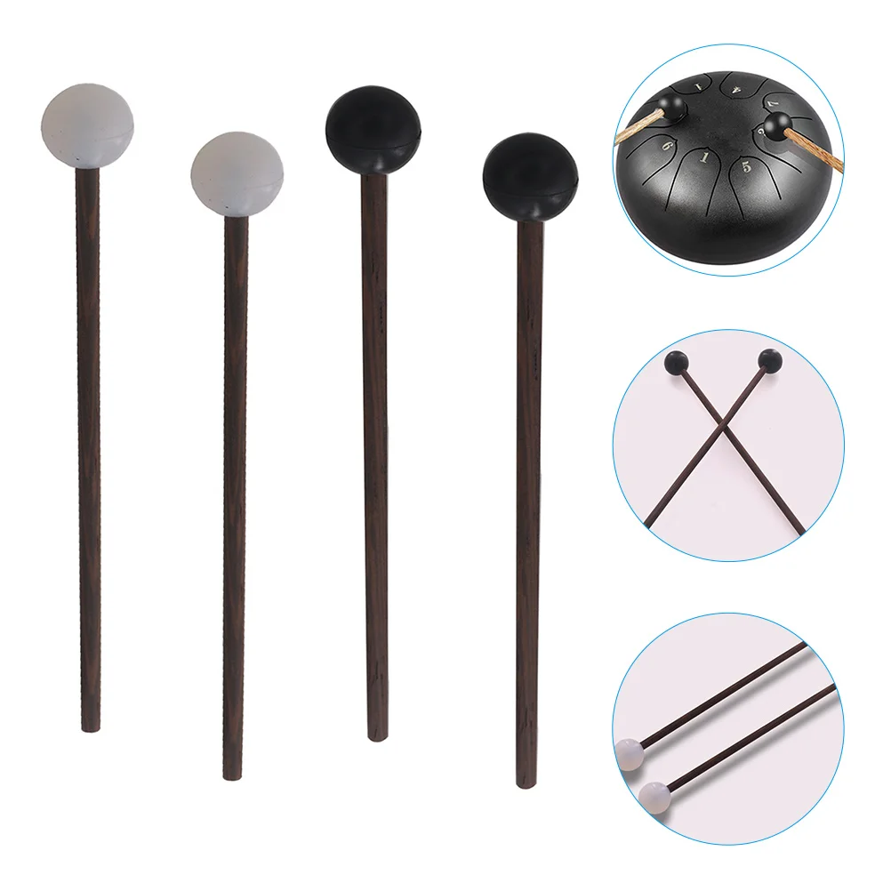 

2 Pairs Ethereal Drum Sticks Percussion Parts Practice Drumstick Steel Plate Portable Mallet Accessory Rubber Kids Toy