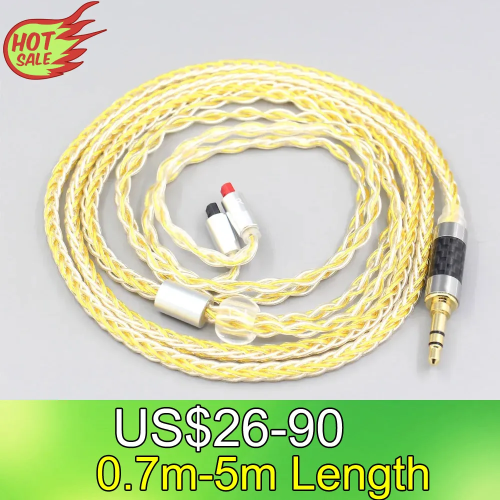 

LN007299 8 Core OCC Silver Gold Plated Braided Earphone Cable For Audio-Technica ATH-IM50 IM70 IM01 IM02 IM03 IM04