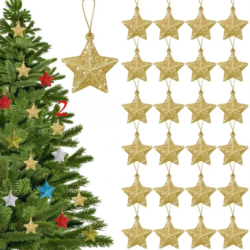 New 2024 Glitter Star Pendant Christmas Tree Hanging Ornament Craft 5cm Plastic For Birthday Party Home Decoration Accessories
New 2024 Glitter Star Pendant Christmas Tree Hanging Ornament Craft 5cm Plastic For Birthday Party Home Decoration Accessories