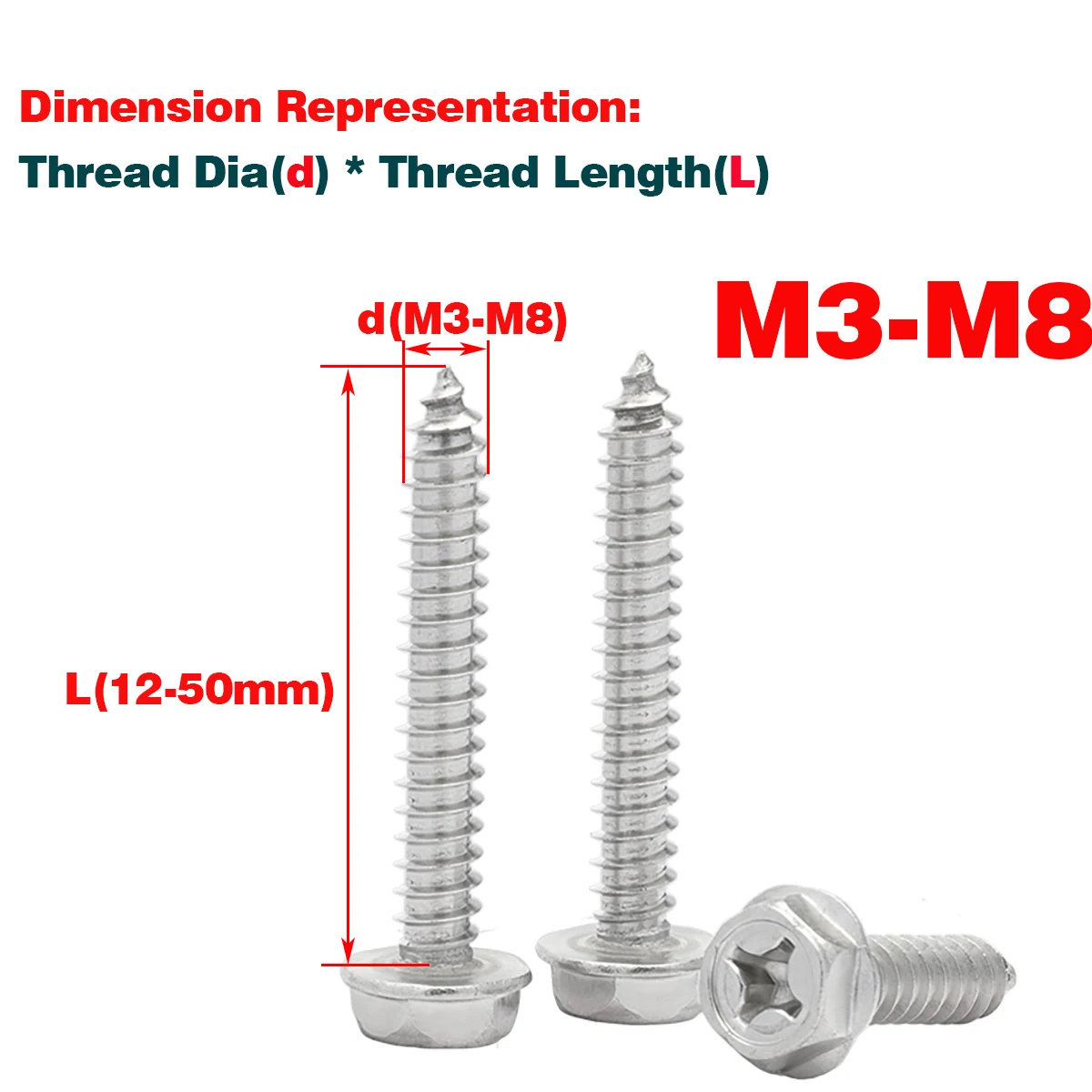 304 SS Outer Hexagon Cross Self Tapping Screw With Wood Gasket Screw M4M5M6
304 SS Outer Hexagon Cross Self Tapping Screw With Wood Gasket Screw M4M5M6