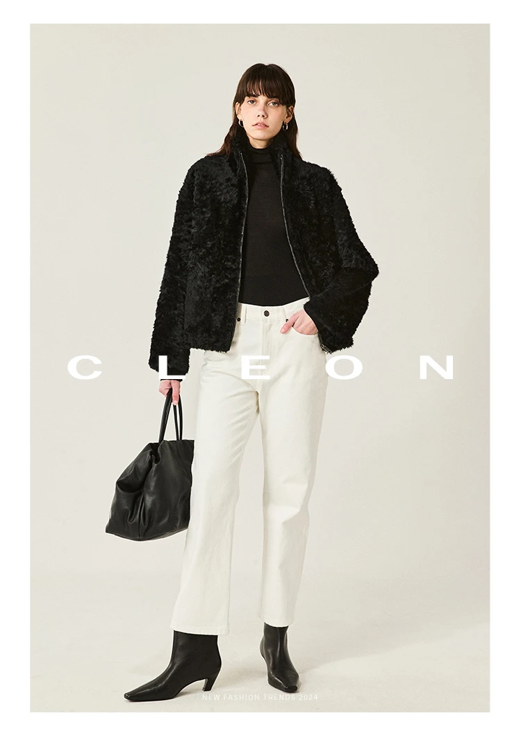 High-end Luxury Lacon Lamb Fur Cropped Winter Jackets for Women 2025 Simple Stand Collar Genuine Leather Real Fur Shearling Coat High-end Luxury Lacon Lamb Fur Cropped Winter Jackets for Women 2025 Simple Stand Collar Genuine Leather Real Fur Shearling Coat