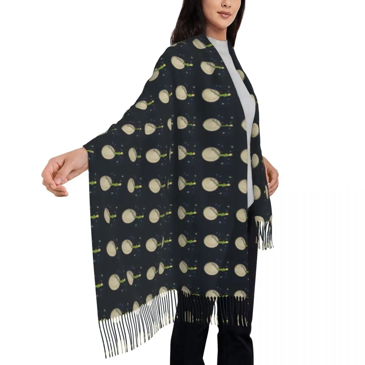 

Female Scarf Warm Soft The Little Prince Scarves Wraps with Tassel Animal Print Luxury 2024 Shawls Wrpas Winter Bufanda Mujer