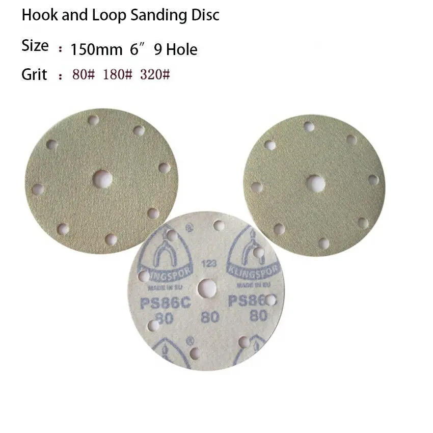 

6" Inch Sanding Discs Hook&Loop Orbital Sander Pads Sandpaper 9 Hole 80 180 320 Grit