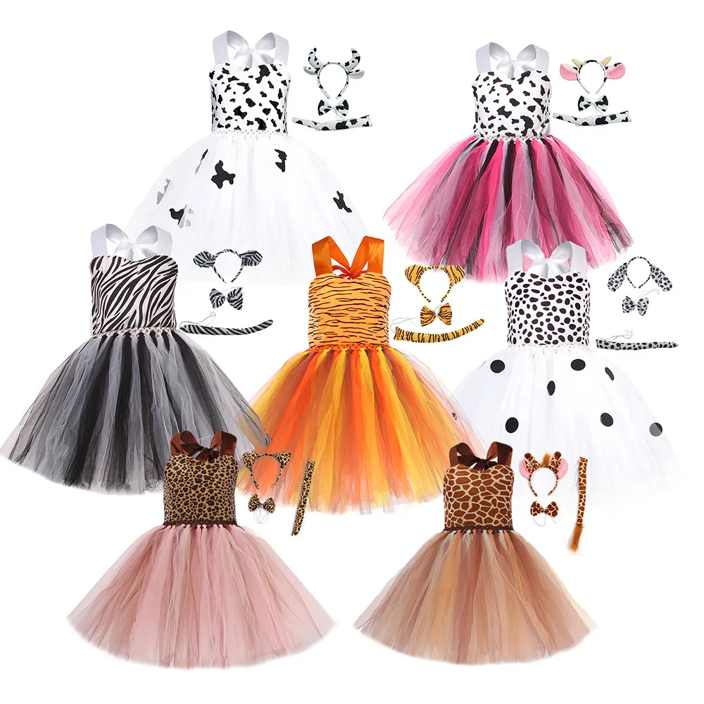Girls Jungle Animal Tutu Dress for Halloween Costume Tiger Giraffe Cows Leopard Cosplay Kids Birthday Party Performance Dresses
Girls Jungle Animal Tutu Dress for Halloween Costume Tiger Giraffe Cows Leopard Cosplay Kids Birthday Party Performance Dresses