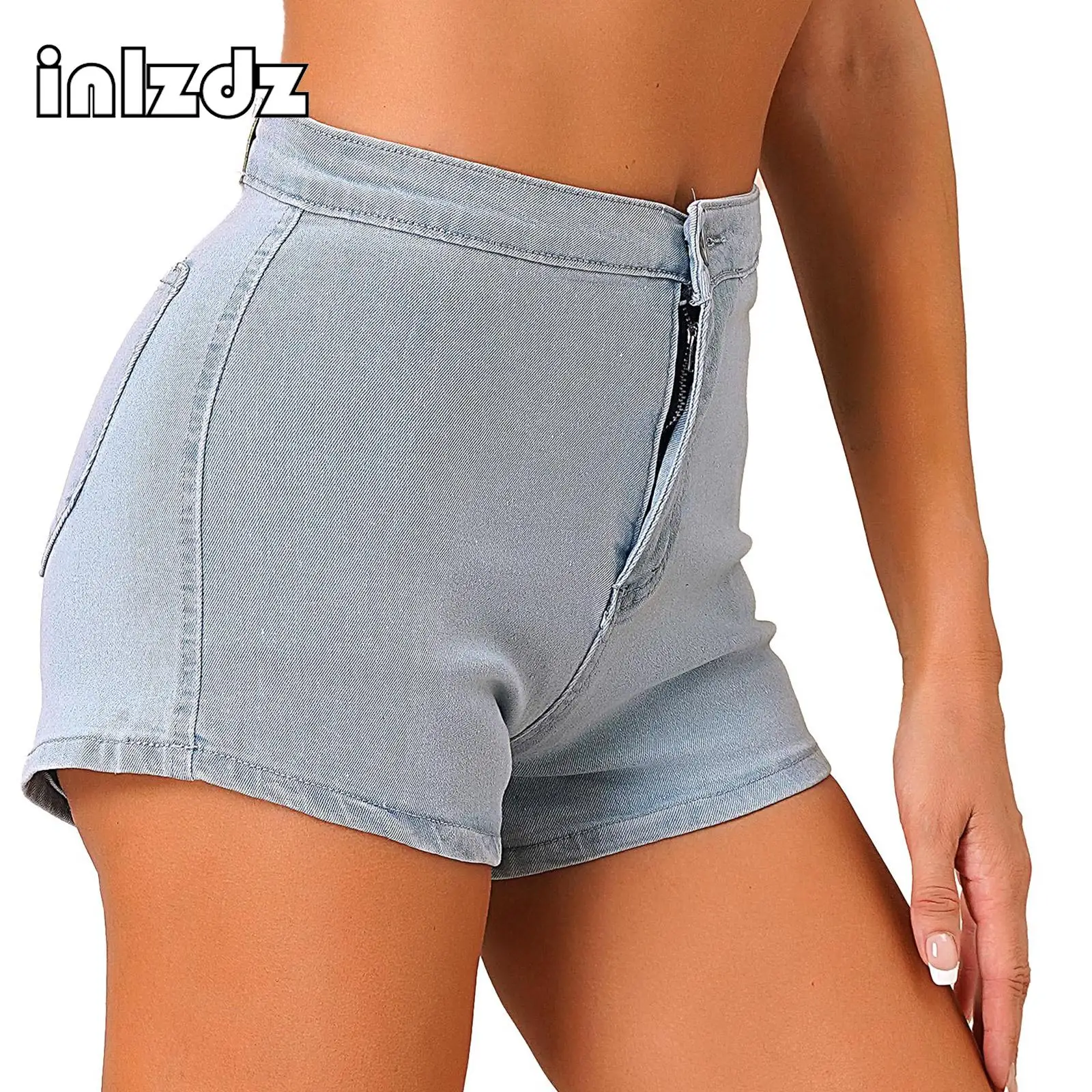 

Womens Clubwear Denim Shorts Sexy High Waist Skinny Denim Shorts Casual Zipper Hot Pants for Travel Beach Music Festival