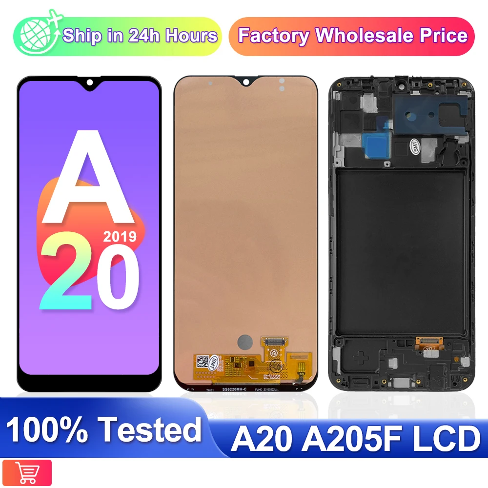 

AAA+ Quality A205 LCD For Samsung Galaxy A20 A205 SM-A205F Display With Touch Panel Digitizer for Samsung a02 Screen replacement