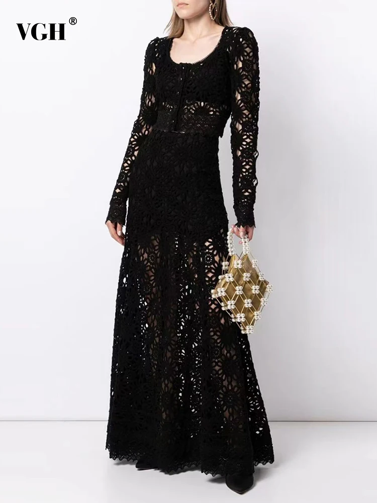 VGH Embroidery Hollow Out Two Piece Set For Women Round Neck Long Sleeve Short Top High Waist Skirts Solid Elegant Sets Female
VGH Embroidery Hollow Out Two Piece Set For Women Round Neck Long Sleeve Short Top High Waist Skirts Solid Elegant Sets Female