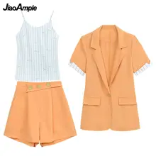 2022 Summer New Suit Jacket Shorts Suspenders Three-piece Women's Professional Wear Korean Fashion Blazers Coat Vest Pants Set 
2022 Summer New Suit Jacket Shorts Suspenders Three-piece Women's Professional Wear Korean Fashion Blazers Coat Vest Pants Set