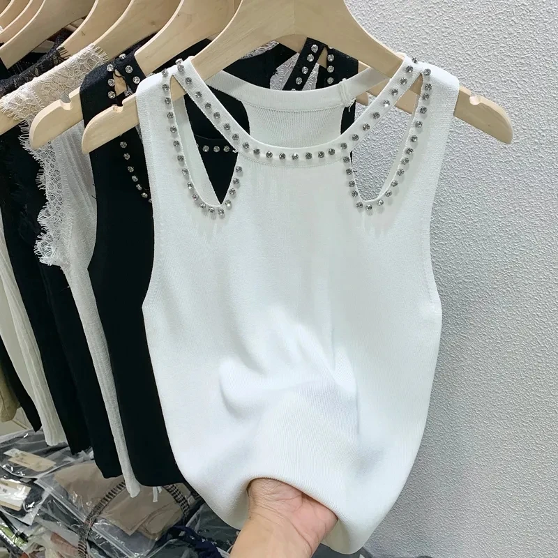 Shinny Diamond Beaded Knitted Tank For Women 2023 Summer New Hollow Out Crop Top Female Clothes Skinny Sweater
Shinny Diamond Beaded Knitted Tank For Women 2023 Summer New Hollow Out Crop Top Female Clothes Skinny Sweater