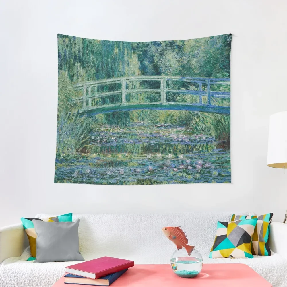

Claude Monet - Water Lilies and Japanese Bridge Tapestry Things To The Room Decor For Bedroom Wall Hangings Decoration Tapestry