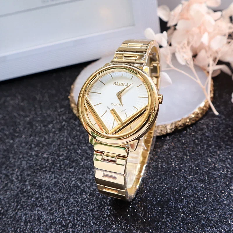 

Hight Quality Brand Quartz Watch Ladies Fashion Big F Dial Casual Watch Copper Strap Wristwatch for Women Relojes Para Mujer