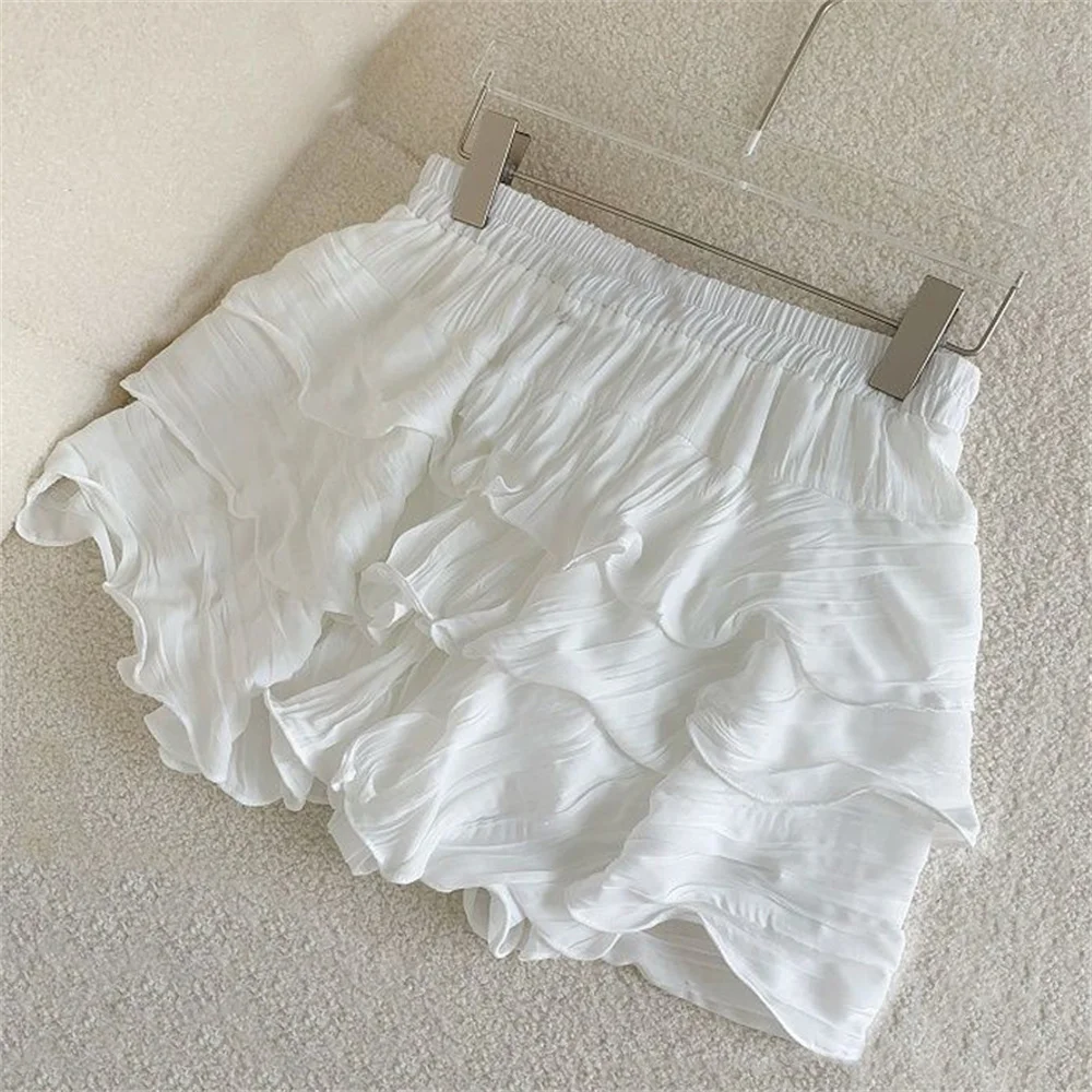 

Korean Fashion Black White Mini Skirts Women Ruffles Solid Fairycore Sweet Summer Japanese Clothes High Waisted Casual Skirt