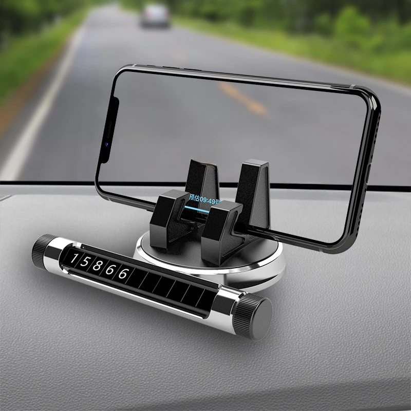 

Universal Car Phone Holder Smartphone Mobile Stand Cell GPS Support In Car For iPhone Xiaomi Samsung With Parking Card Plate